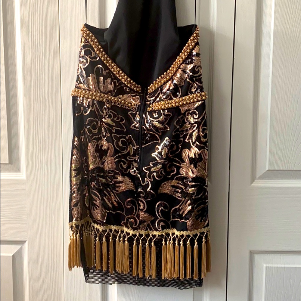 Akita fringe rose gold dress